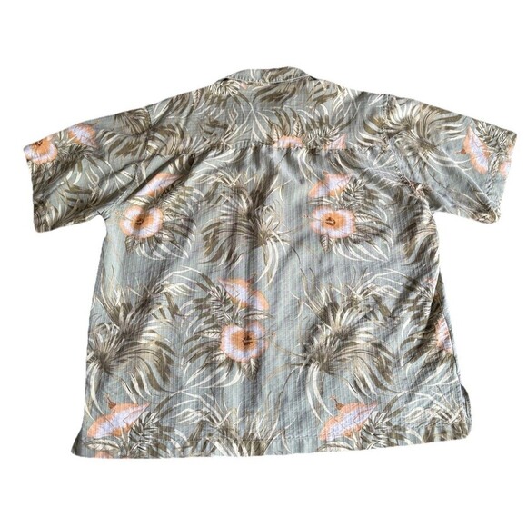 Joe Marlin Mens Hawaiian Shirt XL Green Hibiscus Floral Short Sleeve Button Up - Picture 3 of 3
